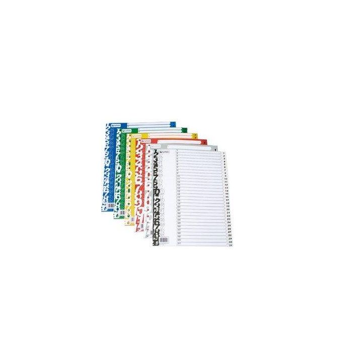 Indice Grafoplas Pp Numerico Fº Pestañas 1-31 16 Taladros Gris 10 unidades