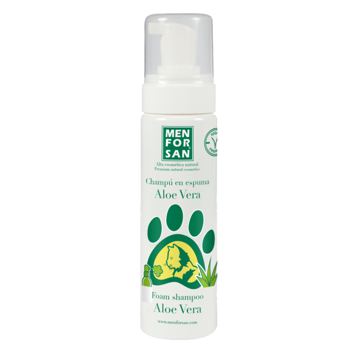 Men For San Champú en Seco Espuma sin Aclarado para Gatos y Gatitos con Aloe Vera, Argán, Manzanilla y Germen de Trigo 200 ml