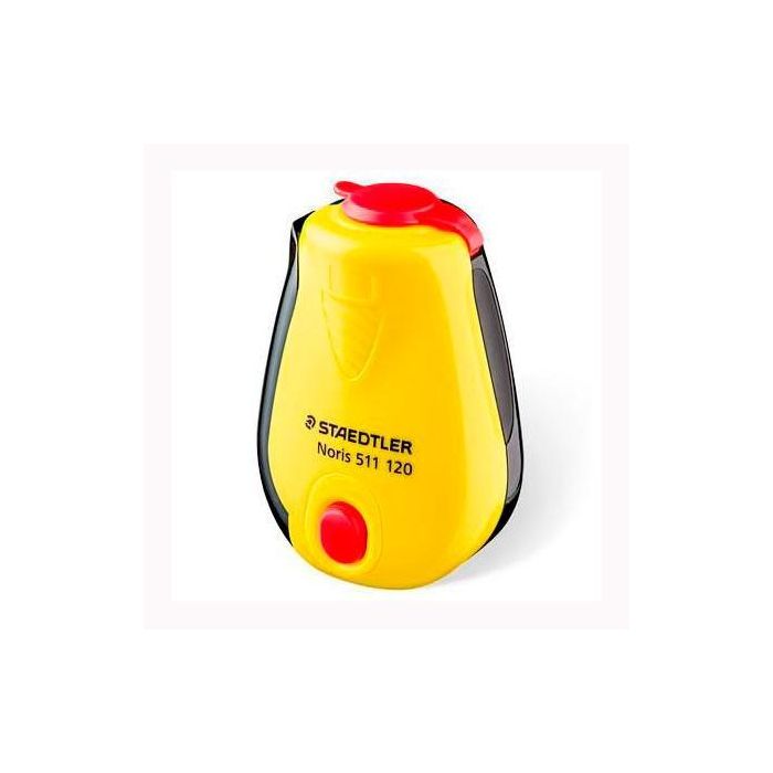 Staedtler Afilalápices con Depósito, Diseño Noris Amarillo-Negro, Metálico, para Lápices hasta 8.2mm, Pack de 12 Unidades (12 Unidades)
