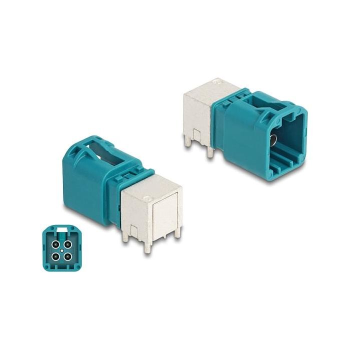 DELOCK Mini FAKRA Z Conector Cuádruple Acodado Tipo-B para PCB, Hembra, 50 Ω 1 DELOCK Mini FAKRA Z Conector Cuádruple Acodado Tipo-B para PCB, Hembra, 50 Ω 1