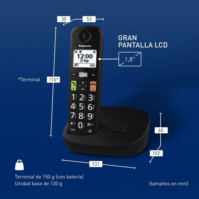 Teléfono Inalámbrico Panasonic KX-TGU110EXB Negro 9