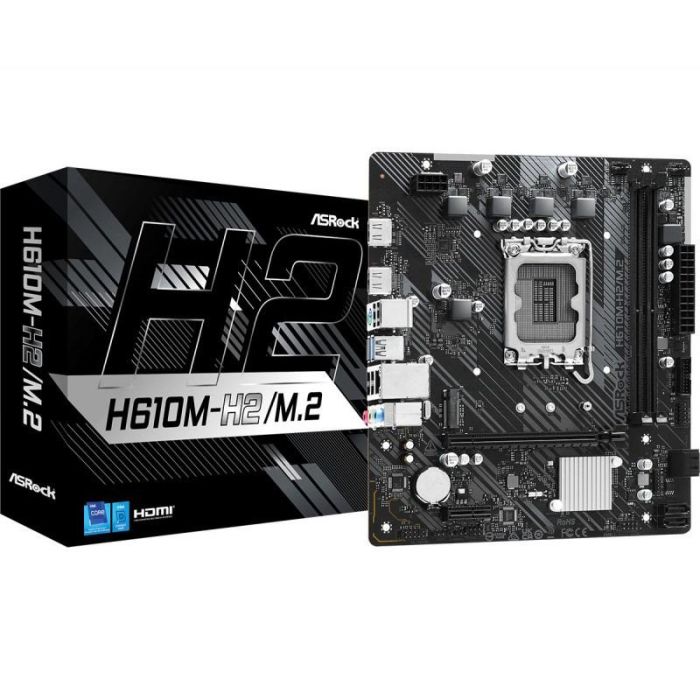 Asrock Placa Base H610M-HDV/M.2, Compatible con Intel Core 12ª-14ª Gen, DDR4 3200MHz, M.2, HDMI 2.1, Micro ATX