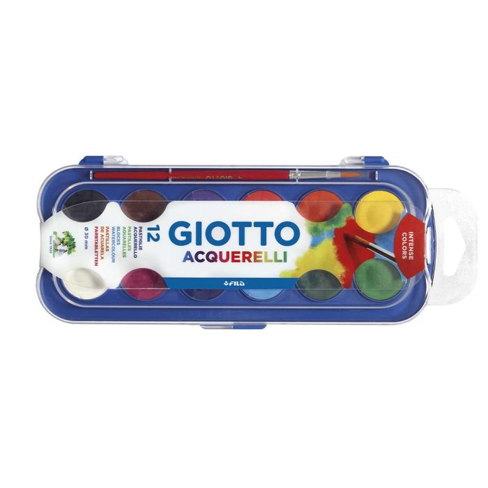 Giotto Acuarelas En Pastillas 30 mm Con Pincel Colores Surtidos Estuche 12 Ud