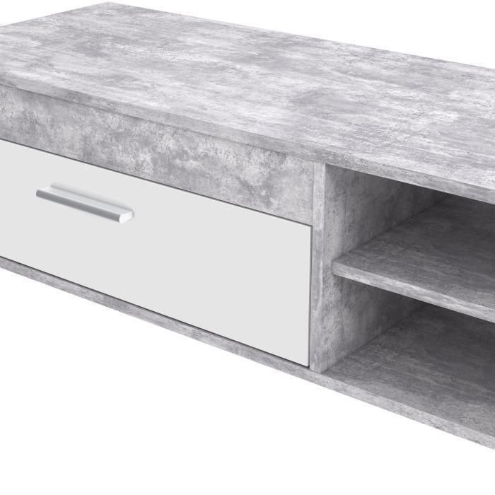 PILVI Mueble de Televisión Moderno Hormigón Blanco y Gris Claro An 120 x P 42,1 x Al 31,8 cm 4 PILVI Mueble de Televisión Moderno Hormigón Blanco y Gris Claro An 120 x P 42,1 x Al 31,8 cm 4