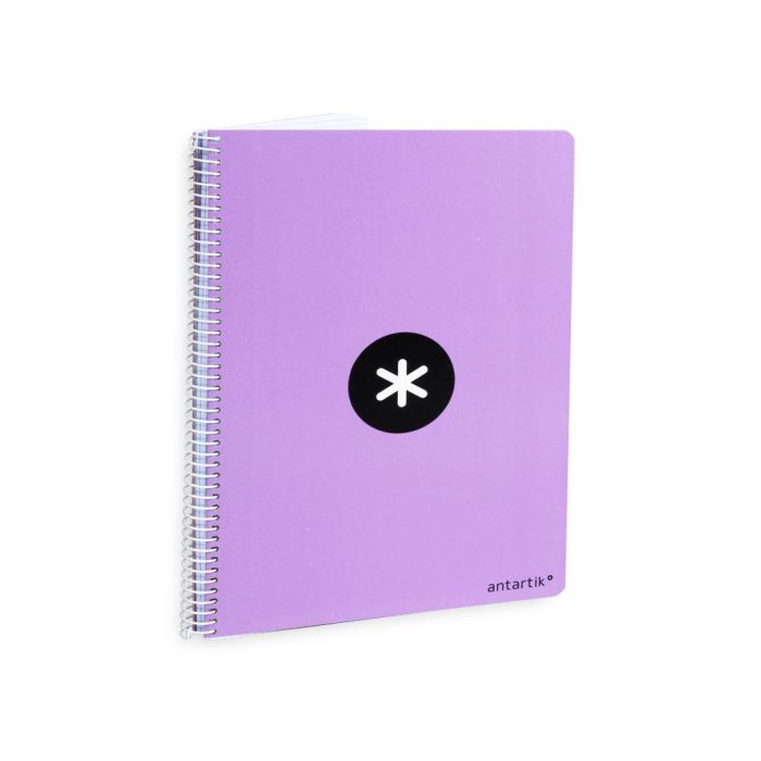 Cuaderno Espiral A4 Antartik Tapa Dura 80H 90 gr Cuadro 4 mm Con Margen Color Lavanda 1