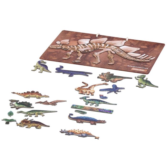 MIEREDU ME098SP Puzle Magnético Dinosaurios con Imanes y Fósil Educativo para Niños +3 Años 2