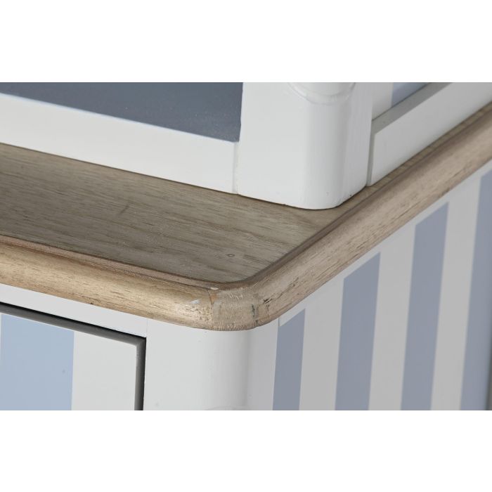 DKD Home Decor Vitrina Mediterraneo Bayona 2023 Blanco Azul Celeste Madera Cristal 44 x 199 x 141.5 cm 2