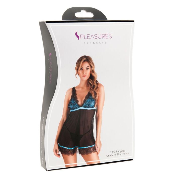 Picardías S Pleasures Azul Negro Talla única 2 Picardías S Pleasures Azul Negro Talla única 2