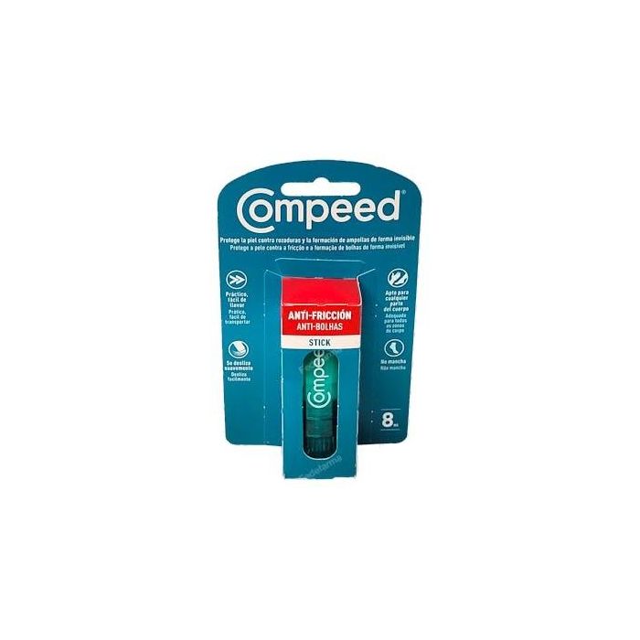 Compeed Stick Anti-Fricción Protector para Pies y Talones | Previene Ampollas y Rozaduras de Forma Eficaz | Invisible 8 ml