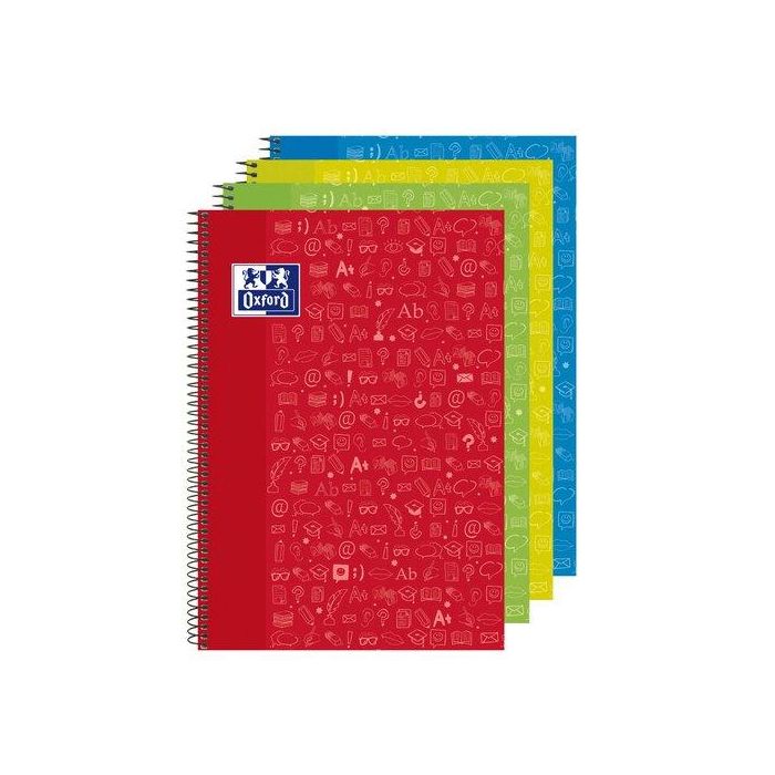 Bloc Oxford School Asignaturas Lengua Tapa Extra Fº 80H Cuadric.4X4 90G Surtido (4 Col.) (Set de 4)