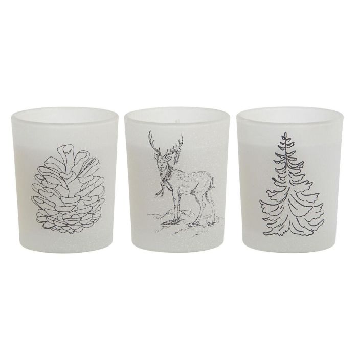 Vela DKD Home Decor Blanco Navidad 5 x 5 x 6 cm (3 Unidades)