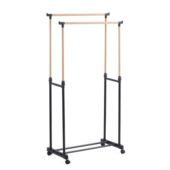 Confortime Perchero Doble Wood 80x43x90-160 cm - Barra Ajustable de Acero y Madera (6 Unidades) 1