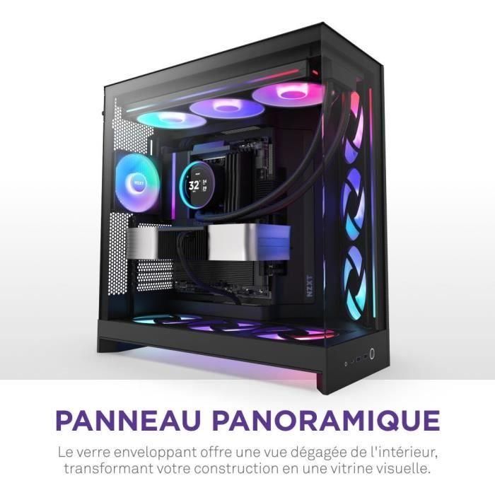 NZXT AAAUF41860 H9 Flow RGB - Caja de torre media, doble cámara, ventiladores RGB incluidos, negro 1