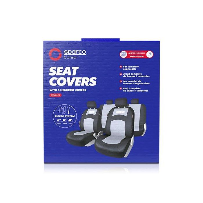 SPCS Juego Fundas Asiento 402 Gris 11 Piezas 100% Poliéster Lavables 3