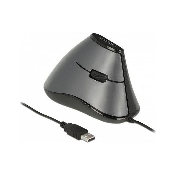 DELOCK Ratón Ergonómico Vertical Óptico USB 1.8m Cable 800 DPI Negro Gris 12527 DELOCK Ratón Ergonómico Vertical Óptico USB 1.8m Cable 800 DPI Negro Gris 12527