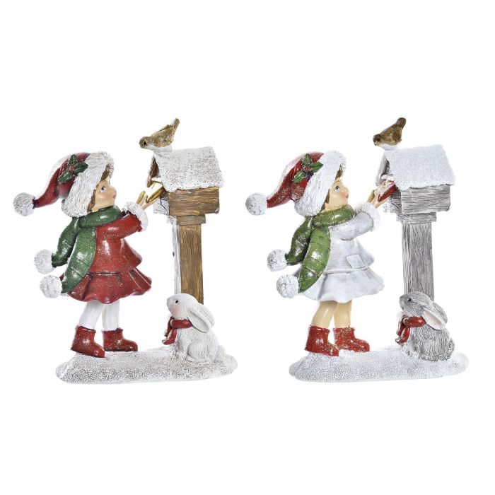 Figura Navidad Tradicional DKD Home Decor Blanco Rojo 6 x 13.5 x 11.5 cm (2 Unidades)