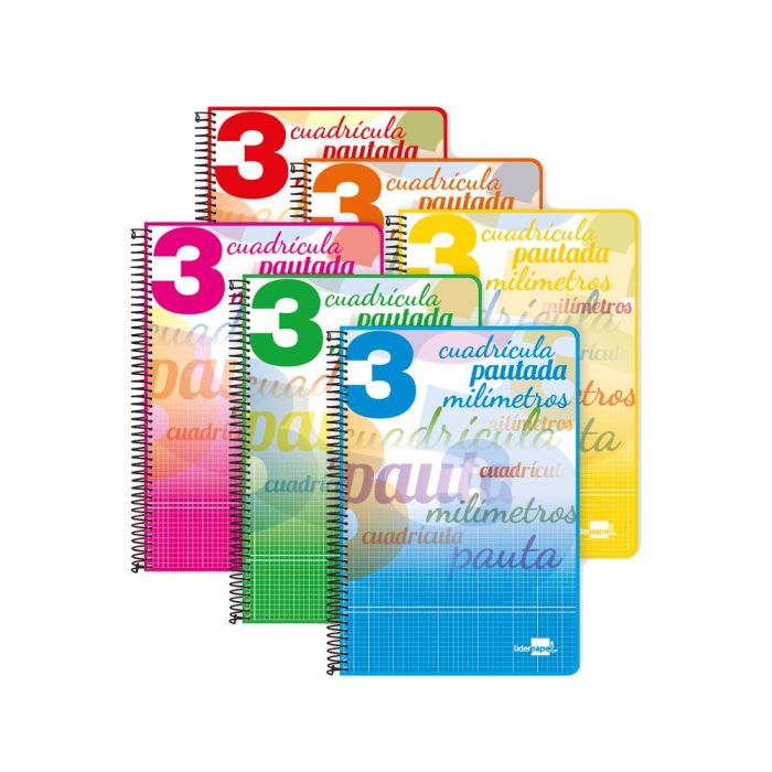 Cuaderno Espiral Liderpapel Cuarto Pautaguia Tapa Dura 80H75 gr Cuadro Pautado 3 mm Con Margen 6 unidades 1