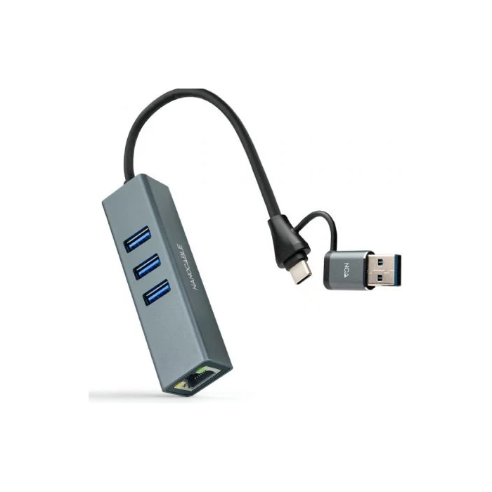 NANOCABLE CONVERSOR USB-C+USB-A/M 3.0 ETHERNET+ 3xUSB-A 15CM