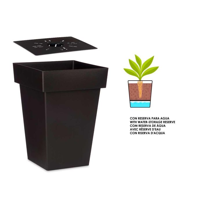 Maceta Cuadrada Antracita Con Reserva Agua 30Cm Ibergarden (6 Unidades) 1 Maceta Cuadrada Antracita Con Reserva Agua 30Cm Ibergarden (6 Unidades) 1