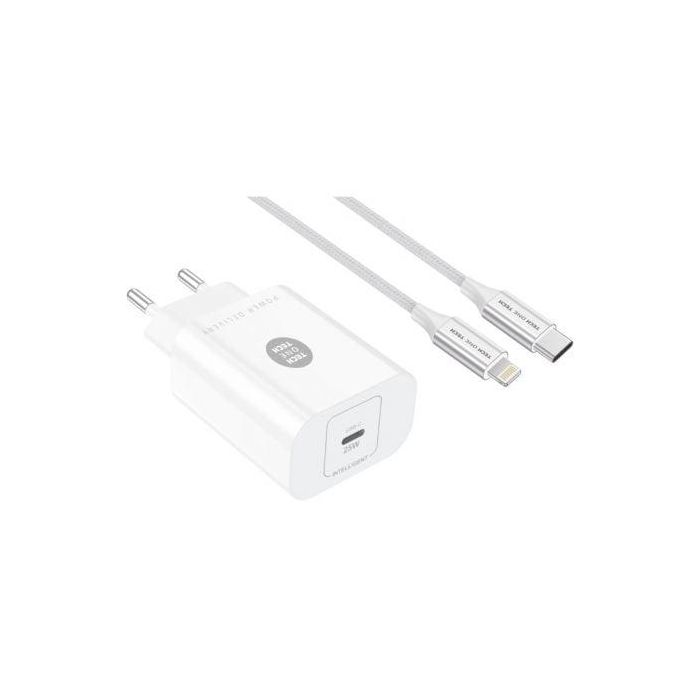 Cargador de Pared Tech One Tech TEC2265/ 1xUSB Tipo-C + Cable Lightning/ 3A/ Blanco 2