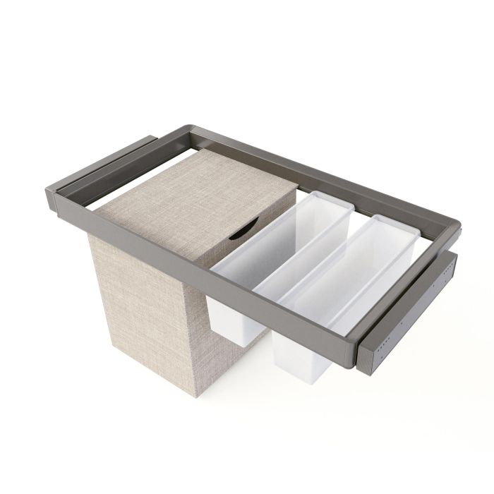 Emuca Kit de 2 bandejas auxiliares, 1 cesto y bastidor regulable Quartz para armarios, guías de cierre suave y extracción total, Módulo 90cm, Acabado Titanio 0 Emuca Kit de 2 bandejas auxiliares, 1 cesto y bastidor regulable Quartz para armarios, guías de cierre suave y extracción total, Módulo 90cm, Acabado Titanio 0