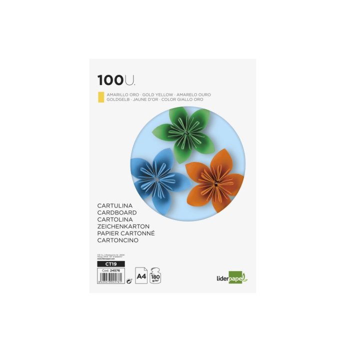 Liderpapel Cartulina A4 180g/m2 Oro Paquete de 100 Hojas 1