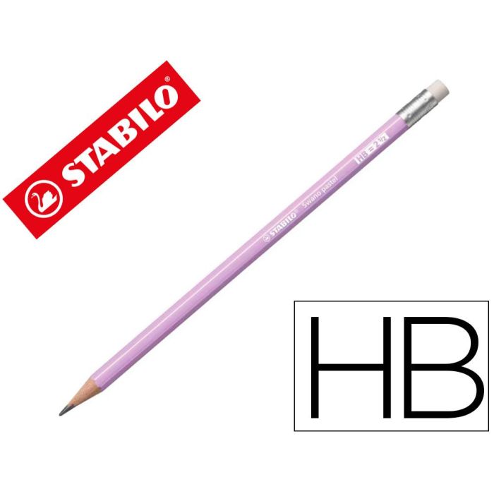 Stabilo Swano Lapiz Grafito Con Goma Pastel Lila -12U-