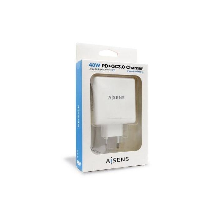 Aisens Cargador USB-C 48W con Puertos USB-C PD3.0 30W y USB-A QC3.0 18W, Blanco 2 Aisens Cargador USB-C 48W con Puertos USB-C PD3.0 30W y USB-A QC3.0 18W, Blanco 2