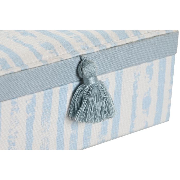 DKD Home Decor Joyero Mediterráneo de Poliéster Azul y Blanco de la Colección Sea Breeze, con Medidas 23x17x9 cm 3 DKD Home Decor Joyero Mediterráneo de Poliéster Azul y Blanco de la Colección Sea Breeze, con Medidas 23x17x9 cm 3