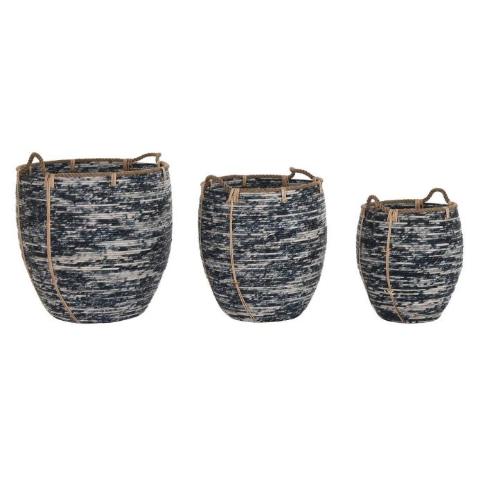 Cesta Boho DKD Home Decor Negro Blanco 52 x 60 x 52 cm Set de 3 Cesta Boho DKD Home Decor Negro Blanco 52 x 60 x 52 cm Set de 3
