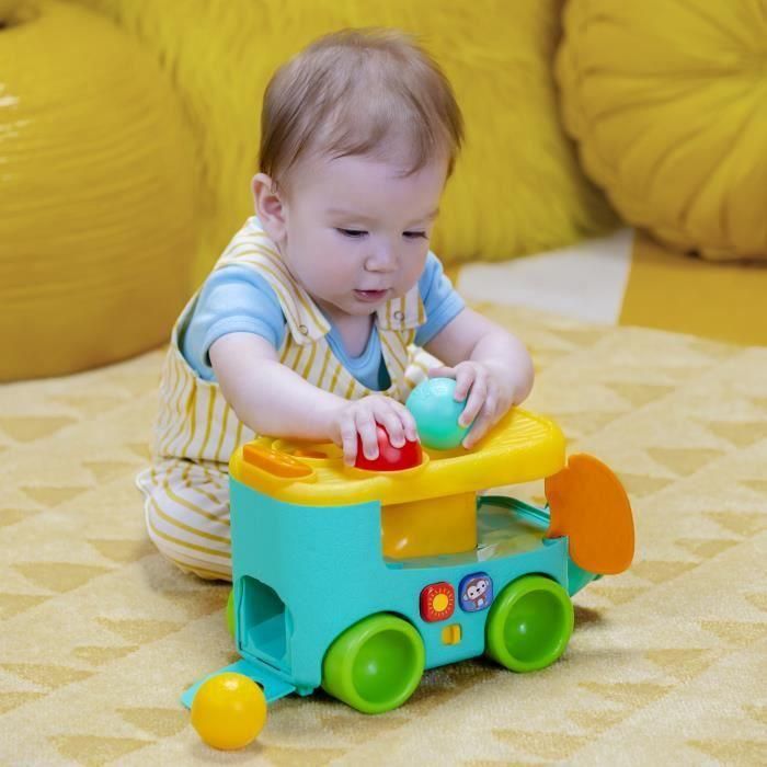 Bright Starts BRI0074451168275 Autobús Safari Elefantes Lanzador Tobogán Pelotas, 3 Pelotas, Luz, +30 Canciones y Melodías, 6+ meses 3