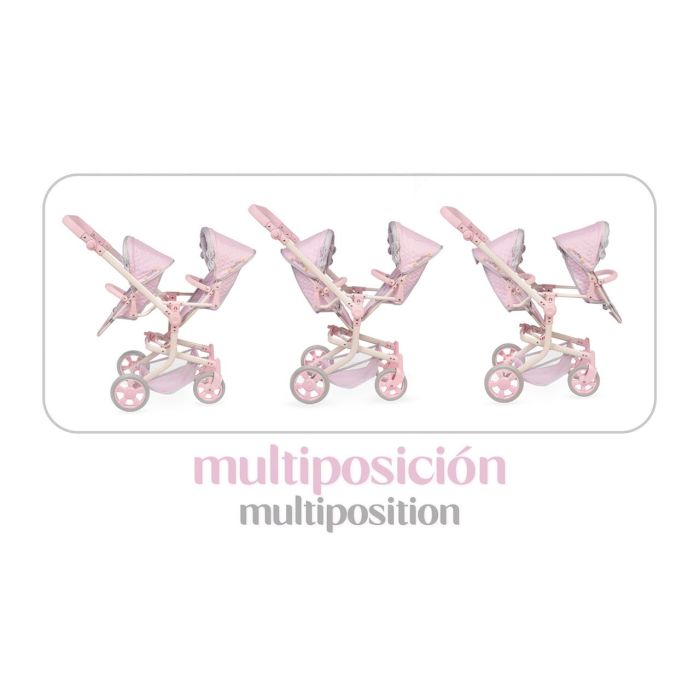Decuevas 90875 Silla Gemelar Plegable Sophie, Manillar Ajustable, Rosa, Muñecas hasta 52cm 6