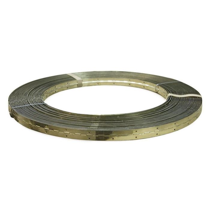 DUVER Bisagra Piano Latonada de Acero Rollo 5 Metros 32x0.7mm para Puertas, Tapas y Paneles Plegables