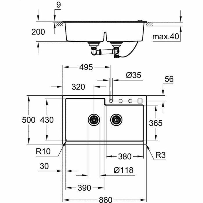 Fregadero de Dos Senos Grohe K500 1 Fregadero de Dos Senos Grohe K500 1