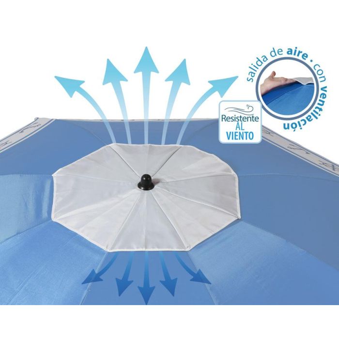 Sombrilla de playa Azul Ø 180 cm SPF50+ Ancla 5