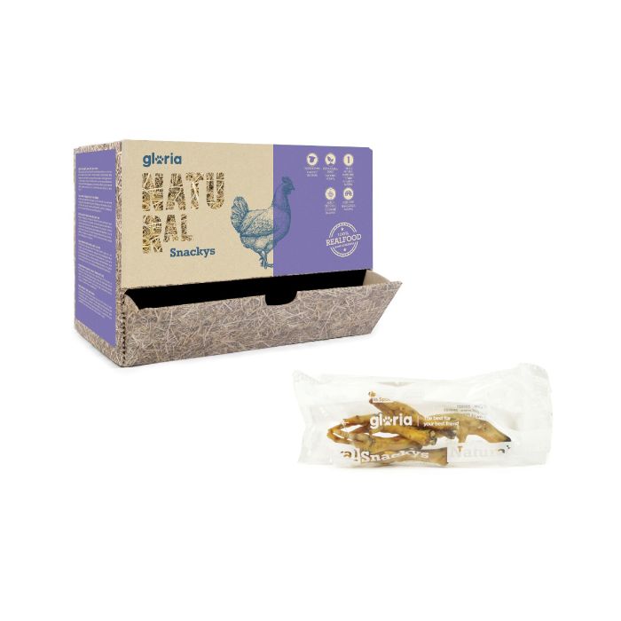 Snacks Gloria Patas de Pollo 100% Naturales y Deshidratadas, Sin Aditivos, Display 20 Bolsas x 5 Patas. Hecho en España. 1