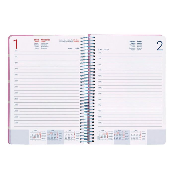 Agenda Espiral Liderpapel Classic A4 2025 Dia Pagina Rosa Papel 70 gr 8