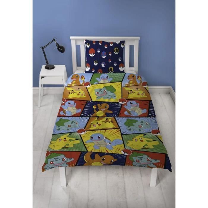 Pokemon POK3700891712163 - Juego de Cama Reversible Starter y Poké-ball, Microfibra - 1 Funda Nórdica 140x200cm + 1 Funda Almohada 63x63cm 4 Pokemon POK3700891712163 - Juego de Cama Reversible Starter y Poké-ball, Microfibra - 1 Funda Nórdica 140x200cm + 1 Funda Almohada 63x63cm 4