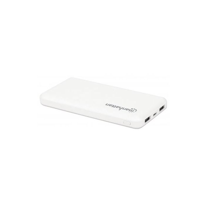 MANHATTAN Powerbank 10.000 mAh 2xUSB USB-C + Micro-USB weiß 3