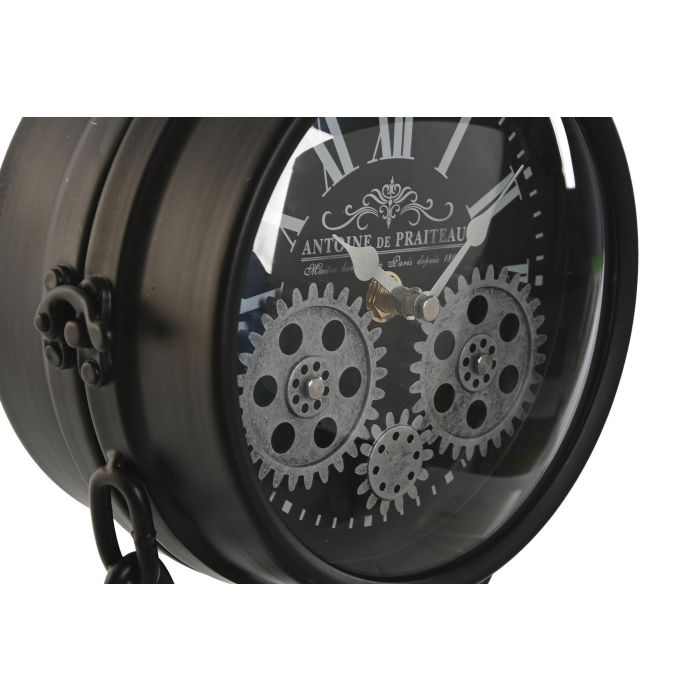DKD Home Decor Reloj Sobremesa Loft Negro Plateado Metal Cristal 18 x 17 x 33 cm 1