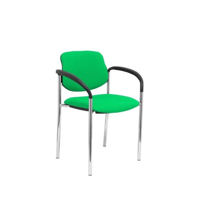 Silla Piqueras Y Crespo Villalgordo Confidente Brazos Fijos Chasis Cromo Asiento Y Respaldo Tapizados Bali Verde