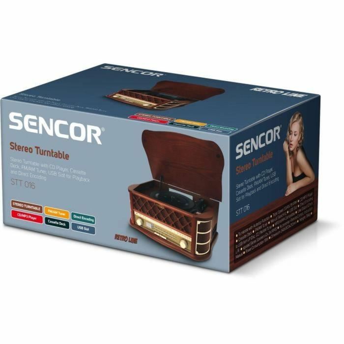 Tocadiscos retro - SENCOR - STT 016 - 6 W - Reproductor de CD/cassette - USB - Marrón 1 Tocadiscos retro - SENCOR - STT 016 - 6 W - Reproductor de CD/cassette - USB - Marrón 1