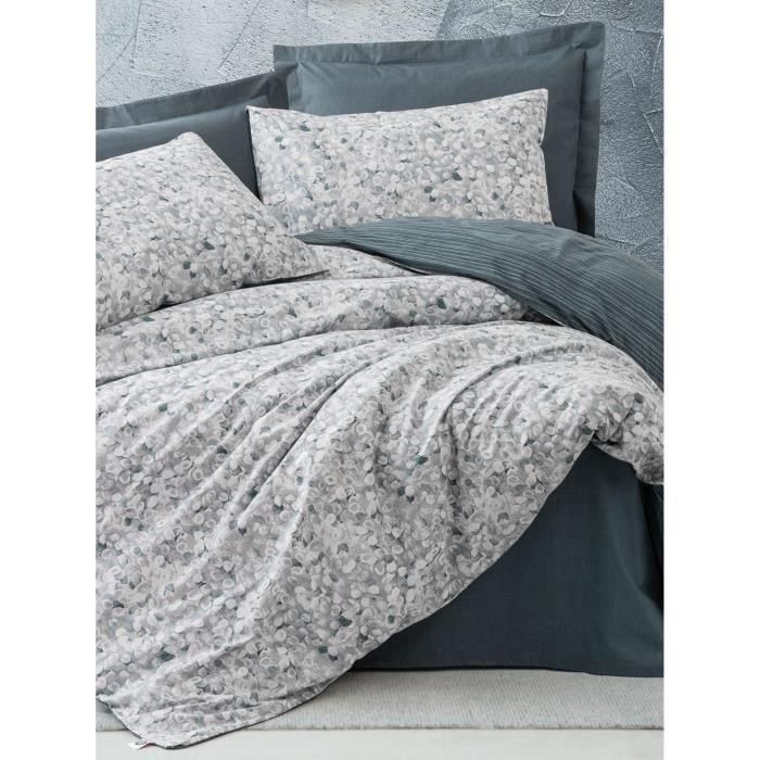 Juego de cama - 1 funda nórdica 220x240 cm + 2 fundas de almohada 60x60 cm - 100% algodón - Antracita 3 Juego de cama - 1 funda nórdica 220x240 cm + 2 fundas de almohada 60x60 cm - 100% algodón - Antracita 3