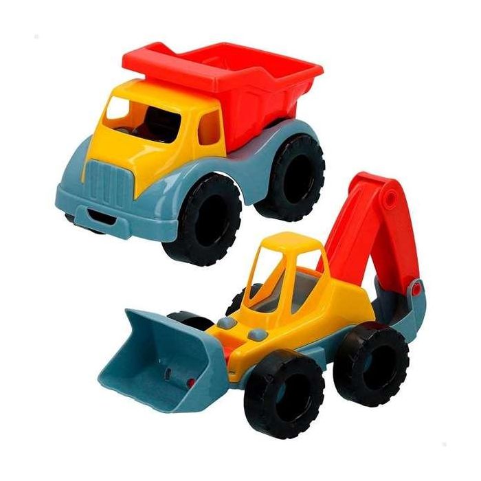 Camion 18 cm y excavadora plastico 26 cm de playa 1 Camion 18 cm y excavadora plastico 26 cm de playa 1