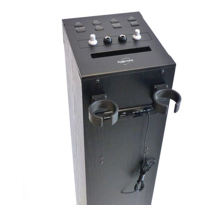 Inovalley HP49CD - Torre de sonido Bluetooth - Reproductor de CD y función Karaoke - 100W - Radio FM - Puerto USB - Entrada auxiliar - Negro 4