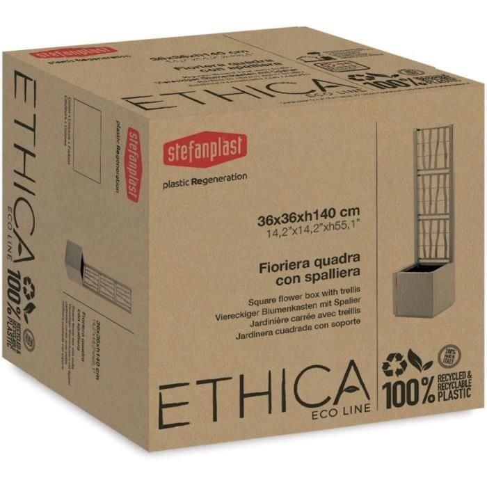 Jardinera - ETHICA - Grafito - Cuadrada con enrejado - 38 L - STEFANPLAST 4 Jardinera - ETHICA - Grafito - Cuadrada con enrejado - 38 L - STEFANPLAST 4