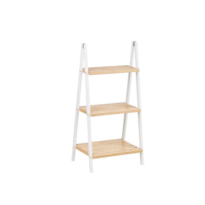 Berilo Estantería Escalera de Bambú y Pino con 3 Estantes, Blanca y Natural, 40.3 x 81.5 x 30 cm 1