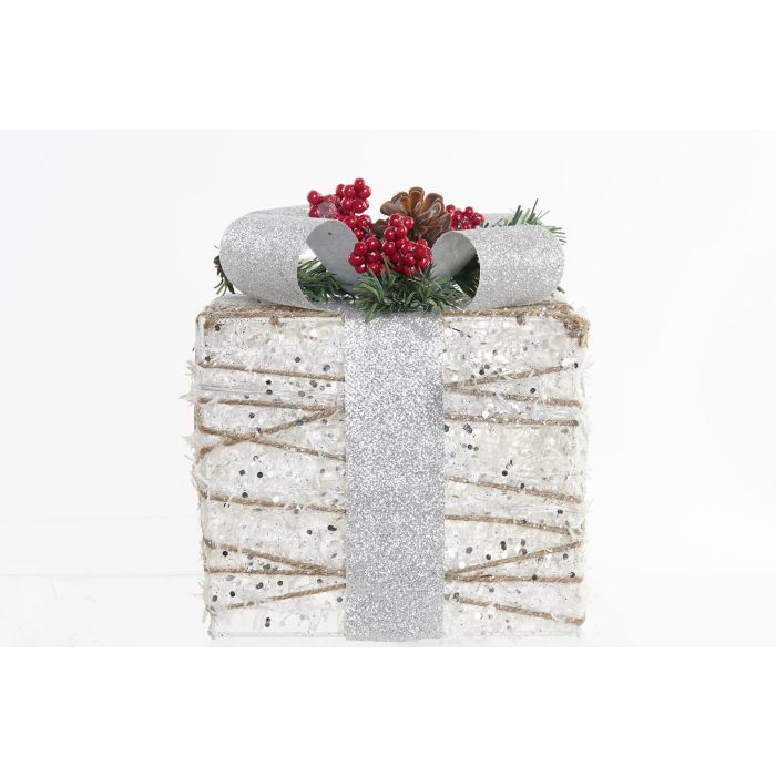 Regalo Navidad Moderna DKD Home Decor Blanco Plateado 25 x 30 x 25 cm Set de 3 3