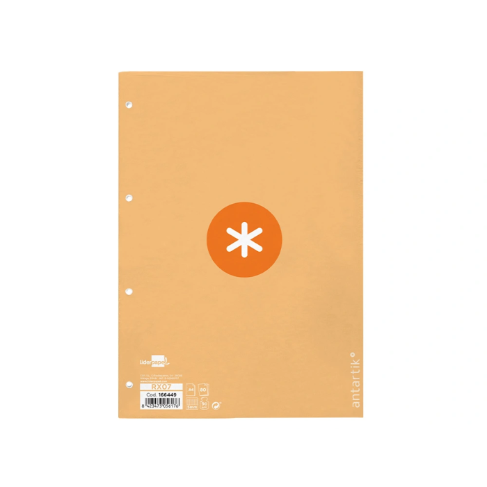 Antartik Recambio A4 80 Hojas 90gr Cuadro 5mm 4 Taladros Color Peach 1