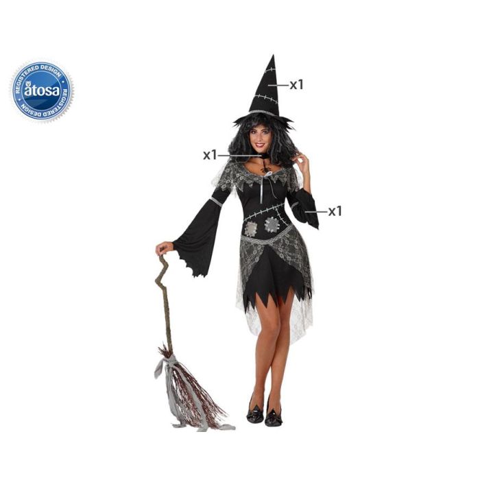 Disfraz de Bruja Mujer Adulto Halloween - Incluye Vestido, Sombrero y Collar - Talla XS-S Disfraz de Bruja Mujer Adulto Halloween - Incluye Vestido, Sombrero y Collar - Talla XS-S